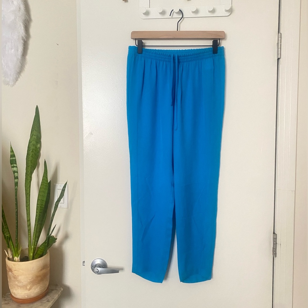 Theory Vibrant Blue Silk Joggers